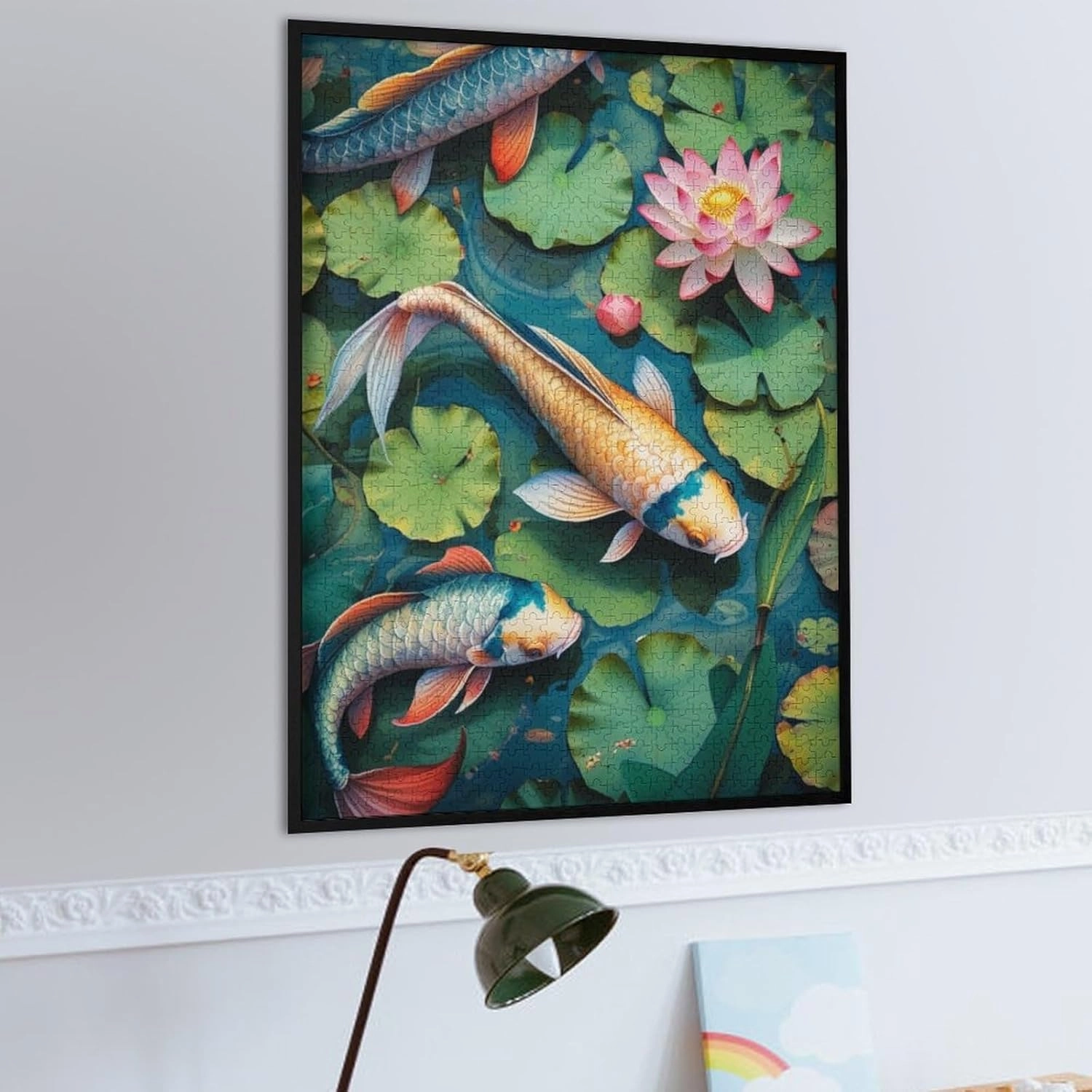 Fish in A Pond Lotus Lotus Leaves Colorful Fantasy Puzzles for Adults 500 Piece Jigsaw Puzzles 500 Pieces for Adults Kids Puzzle Game Toys Gift for Women Men 20.5x15 Inch