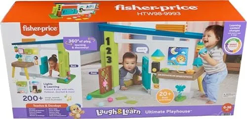 Fisher-Price Baby Learning Toy Laugh & Learn Ultimate Playhouse with Smart Stages & 9 Pretend Play Accessories, Infants & Toddlers Ages 6  Months