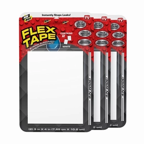 Flex Tape, Mini, White, 3-Pack, Original Thick Flexible Rubberized Waterproof Tape - Seal and Patch Leaks, Works Underwater, Indoor Outdoor Projects - Home RV Roof Plumbing and Pool Repairs