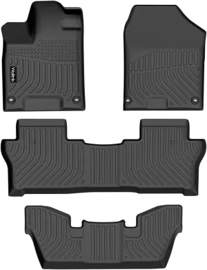 Floor Mats Custom for Honda Pilot 7 Passenger 2016-2022 All Weather Protection Waterproof Non-Slip Durable Heavy Duty Floor Liners 1st   2nd   3rd Row Full Set Black Floor Liners Accessories