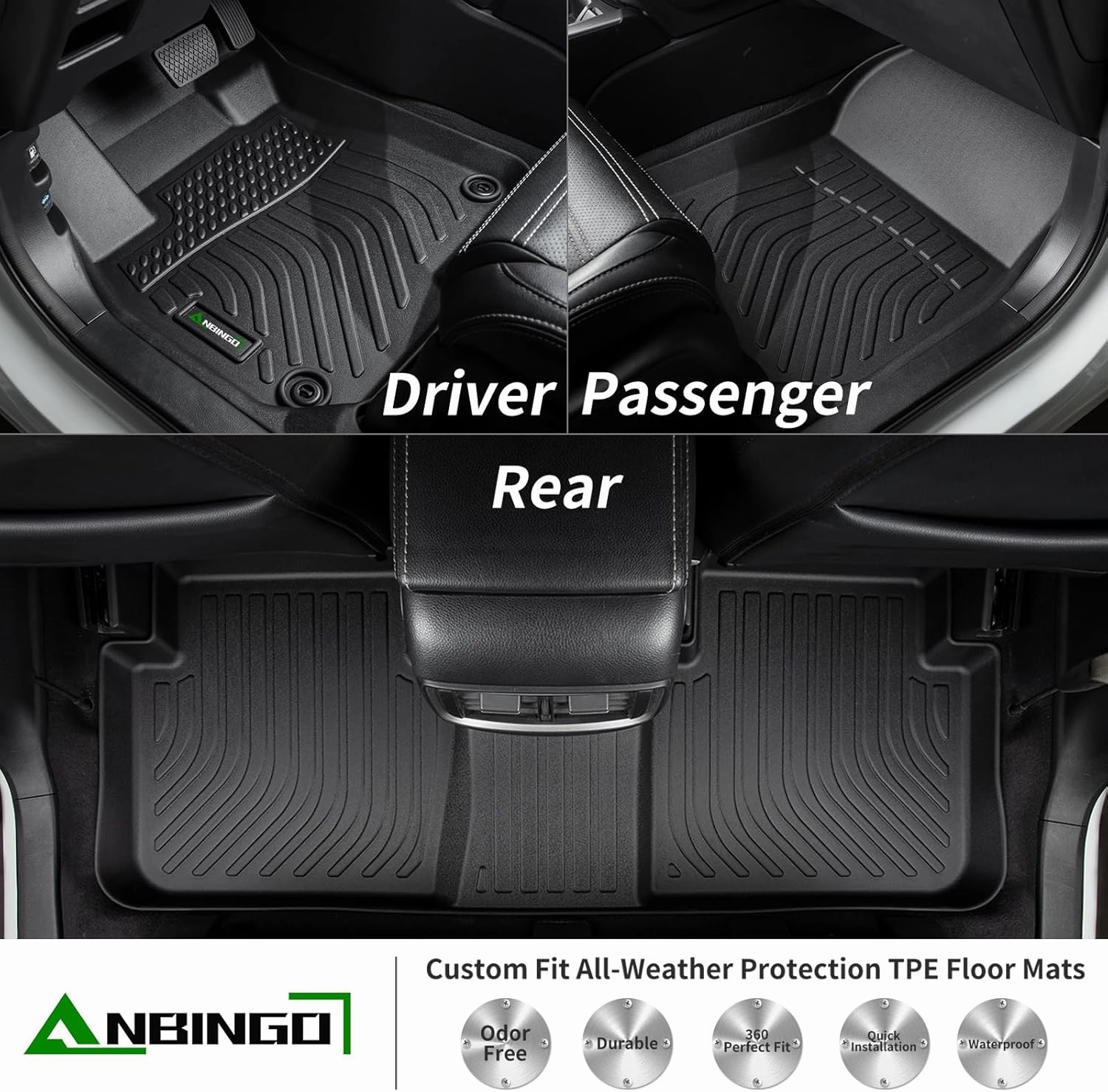 Floor Mats & Cargo Liners for 2019-2023 Lincoln Nautilus/2016-2018 Lincoln MKX - All Weather for Lincoln Nautilus Floor Mats, for Lincoln MKX Floor Liner Cargo Mat Trunk Liner, Black