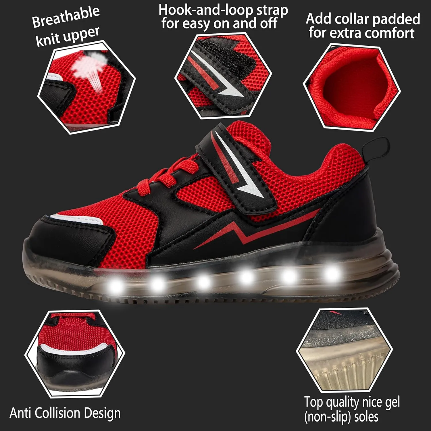 Floranate Light Up Toddler Boys Girls Shoes LED Flashing Lightweight Tennis Walking Sneakers for Toddler and Little Kid