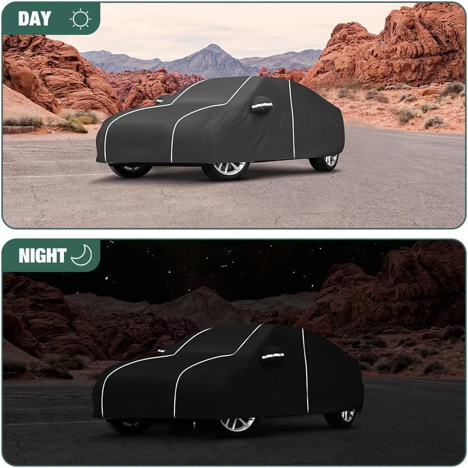 Fluorescent Strip Design 6 Layers Waterproof Car Cover Compatible for Audi A5/S5 2007-2024 All Weather Full Car Cover with Storage Bag