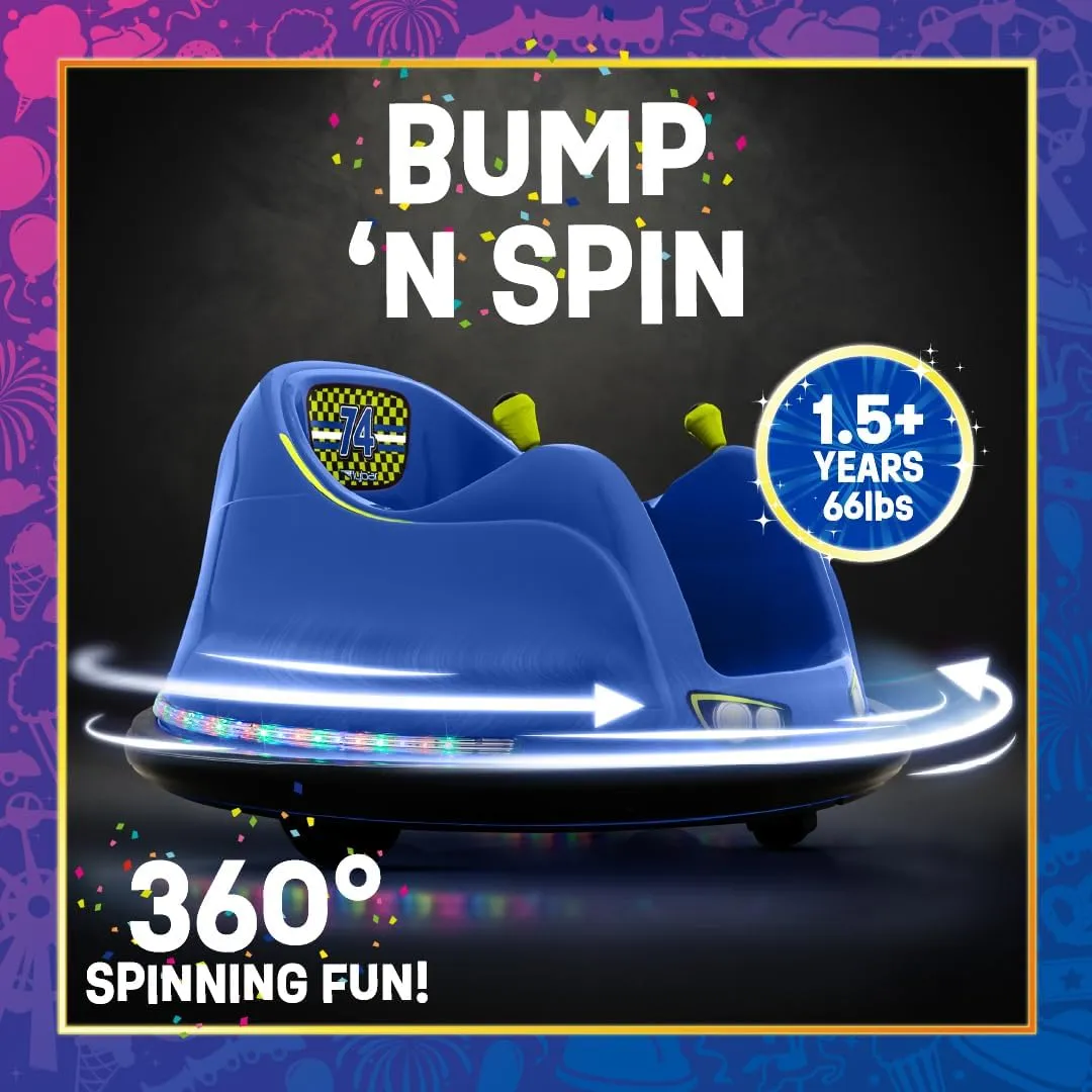 Flybar FunPark Electric Bumper Car 6V for Toddlers, Kids, Baby Ride On Toys, Ages 1.5-4 Years, LED Lights, 360 Degree Spin, Supports up to 66 pounds (No Remote)