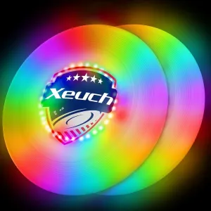 Flying Disc, Glow Frisbee with 30 RGB LEDs, 16 Light Modes and 4 Brightness, 6-Hour Playtime, Built-in Timer & Sensor, 175g - Christmas, Birthdays Gifts for Men/Boys/Teens/Kids