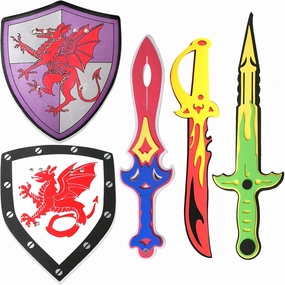 Foam Swords Weapons Toy for Boys - 17 inch Foam Sword and Shield Pack - Kids Pretend Playset