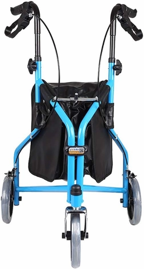 Folding Rollator 3 Big Wheels Rollator Walker for Elderly Adult,Portable Folding Step Assist with Handbrakes& Bag,8 Inch Wheels,Lightweight/Outdoor/Indoor,Blue