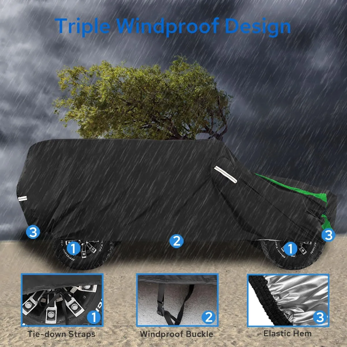 for Jeep Wrangler Cover Waterproof 4 Door, All Weather for Jeep Rain Cover for Automobiles, Outdoor Full Exterior for Jeep Covers Fits JK JL TJ YJ CJ （Green）