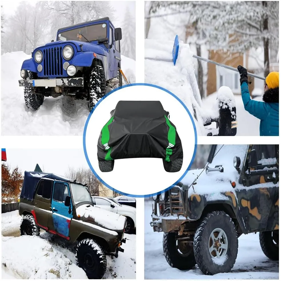 for Jeep Wrangler Cover Waterproof 4 Door, All Weather for Jeep Rain Cover for Automobiles, Outdoor Full Exterior for Jeep Covers Fits JK JL TJ YJ CJ （Green）