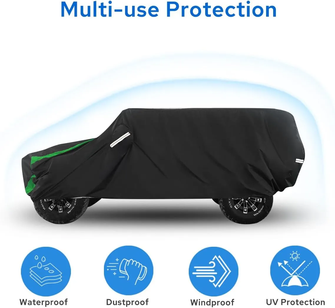for Jeep Wrangler Cover Waterproof 4 Door, All Weather for Jeep Rain Cover for Automobiles, Outdoor Full Exterior for Jeep Covers Fits JK JL TJ YJ CJ （Green）