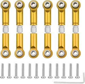 for Wltoys A949 A959 A969 A979 K929 1/18 6 Pack Metal Trolley Car Steering Oscillating Servo Linkage Arm RC Car Accessories Upgrade Replacement RC Car DIY Parts(Yellow)
