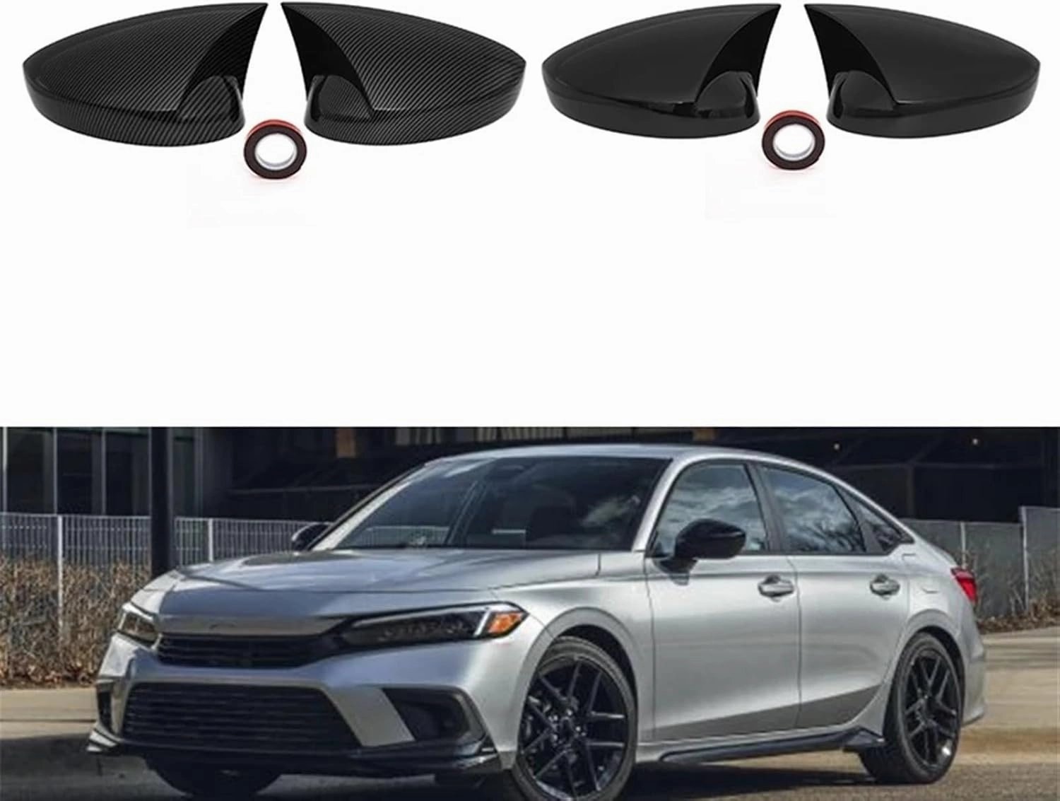 for Civic 11Th 2022-2023 Rearview Mirror Cover Caps Side Wing Rear View Covers Shell Cap Housing with/No Turn Signal Light Door Mirror Cover Caps