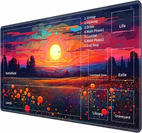 for MTG TCG Playmat,Game Play Mat for MTG TCG DTCG CCG RPG and Other Card Games/Mouse Pad 24 x 14 inches Trading Card Game Board Game with Zones and Non Slip Rubber Backing,Colorful Flower Field