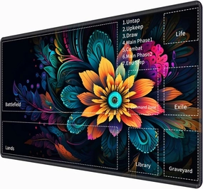 for MTG TCG Playmat,Game Play Mat for MTG TCG DTCG CCG RPG and Other Card Games/Mouse Pad 24 x 14 inches Trading Card Game Board Game with Zones and Non Slip Rubber Backing,Colorful Flower