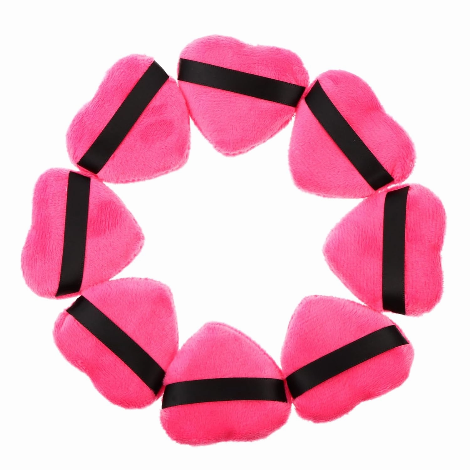 FRCOLOR 8pcs Heart Shape Makeup with Strap Versatile Facial Powder Puff for Foundation Blush and Highlighter Lightweight Washable for Go Application