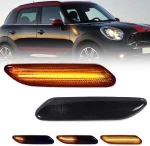 Front LED Side Marker Lights for 2011 2012 2013 2014 2015 2016 Mini Cooper R60 R61 Countryman Paceman, Smoked Lens Side Bumper Marker Lights, Amber LED Turn Signal Lamps, 2 PCS