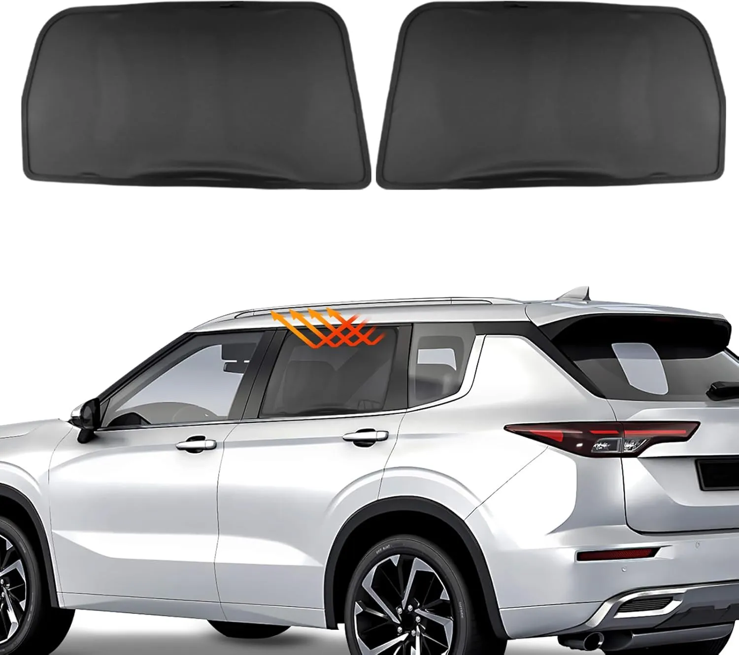 Front Windshield Sunshade for 2022-2025 Mitsubishi Outlander Blocks UV Rays Sun Visor Protector Keeps Your Vehicle Cool (Black, Rear Side Window)