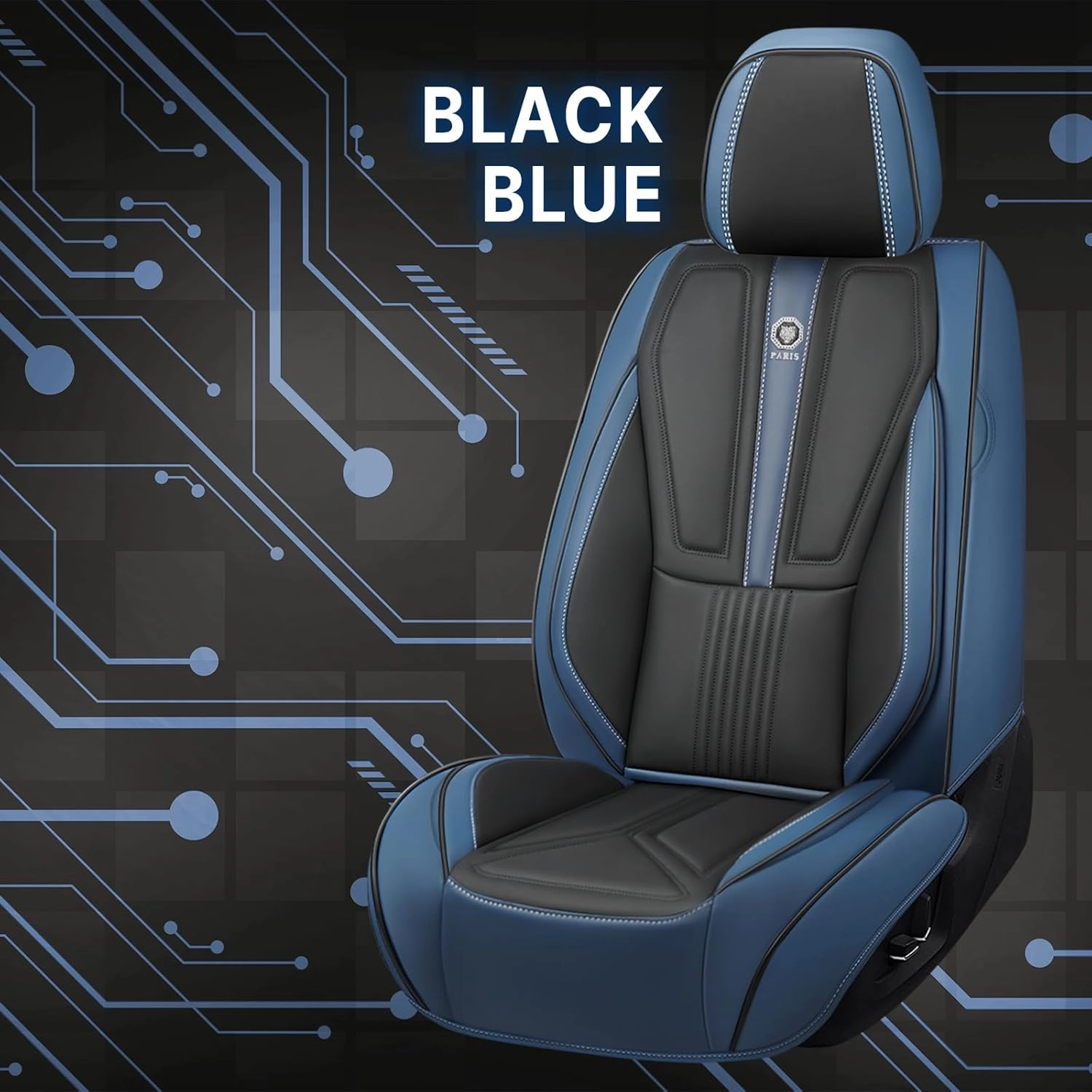 Front Seat Covers for Acura Integra 2023-2025, Premium Car Seat Protectors,Waterproof Non-Slip Seat Cushion,Luxury Automotive Interior Accessories Covers(2 Front Set, Black-Blue)