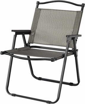 Fully Padded Camping Chair with Lumbar Support, Heavy Duty Fold Chair with Wooden Armrests, Support 300 LBS, Concert Outdoor Foldable Camp Chairs, 54x45x79cm, Black