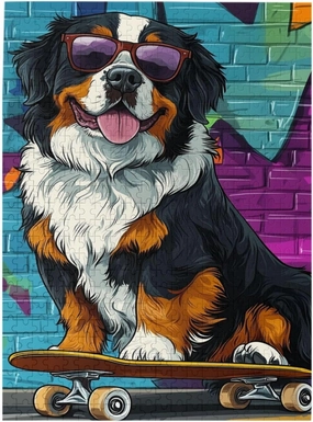 Fun Jigsaw Puzzle 500 Pieces for Adults Skateboarding Dog Wooden Puzzle,Fun Challenging Animal Cute Pet Artwork,Great for Relaxation and Display for Puzzle Lovers 20.5 x 15 in