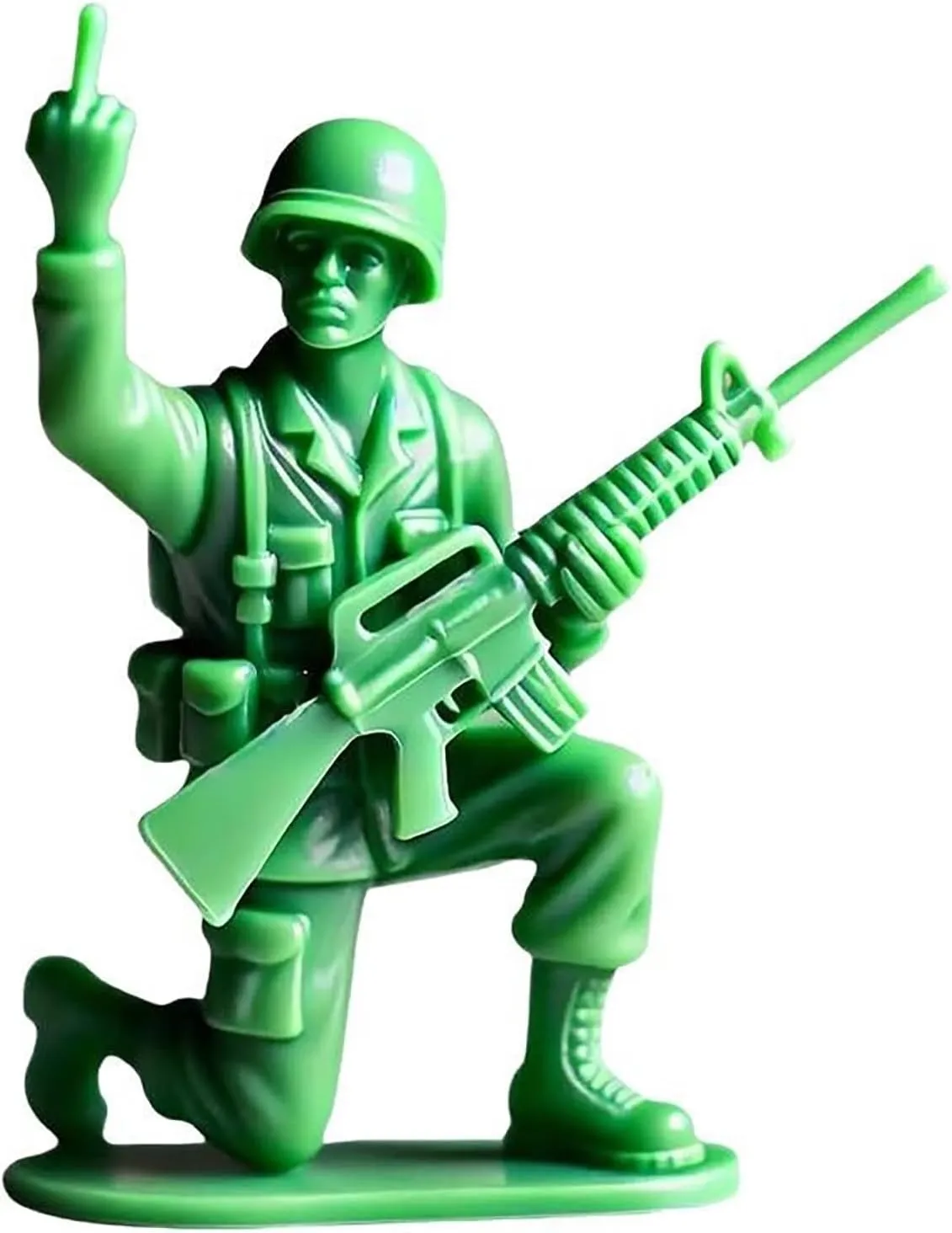 Funny Green Army Man Statue with Middle Finger Pose - 3PCS Mini Military Toy Soldiers Set, Durable PLA Resin Desktop Decor for Office, Gag Gifts & Military Themed Parties(Blue)
