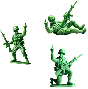 Funny Green Army Man Statue with Middle Finger Pose - 3PCS Mini Military Toy Soldiers Set, Durable PLA Resin Desktop Decor for Office, Gag Gifts & Military Themed Parties(Blue)