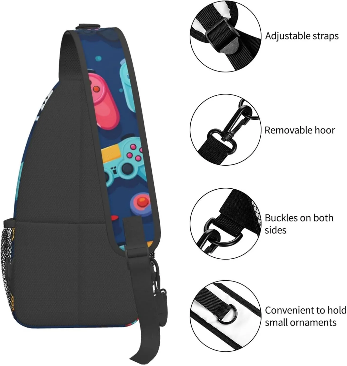 Game Handle Outdoor Crossbody Shoulder Bag For Unisex Young Adult Hiking Bicycling