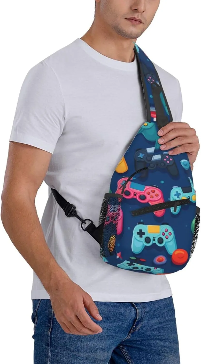 Game Handle Outdoor Crossbody Shoulder Bag For Unisex Young Adult Hiking Bicycling