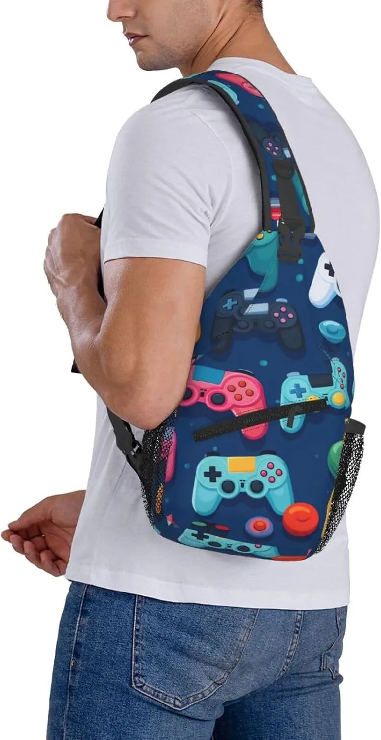 Game Handle Outdoor Crossbody Shoulder Bag For Unisex Young Adult Hiking Bicycling