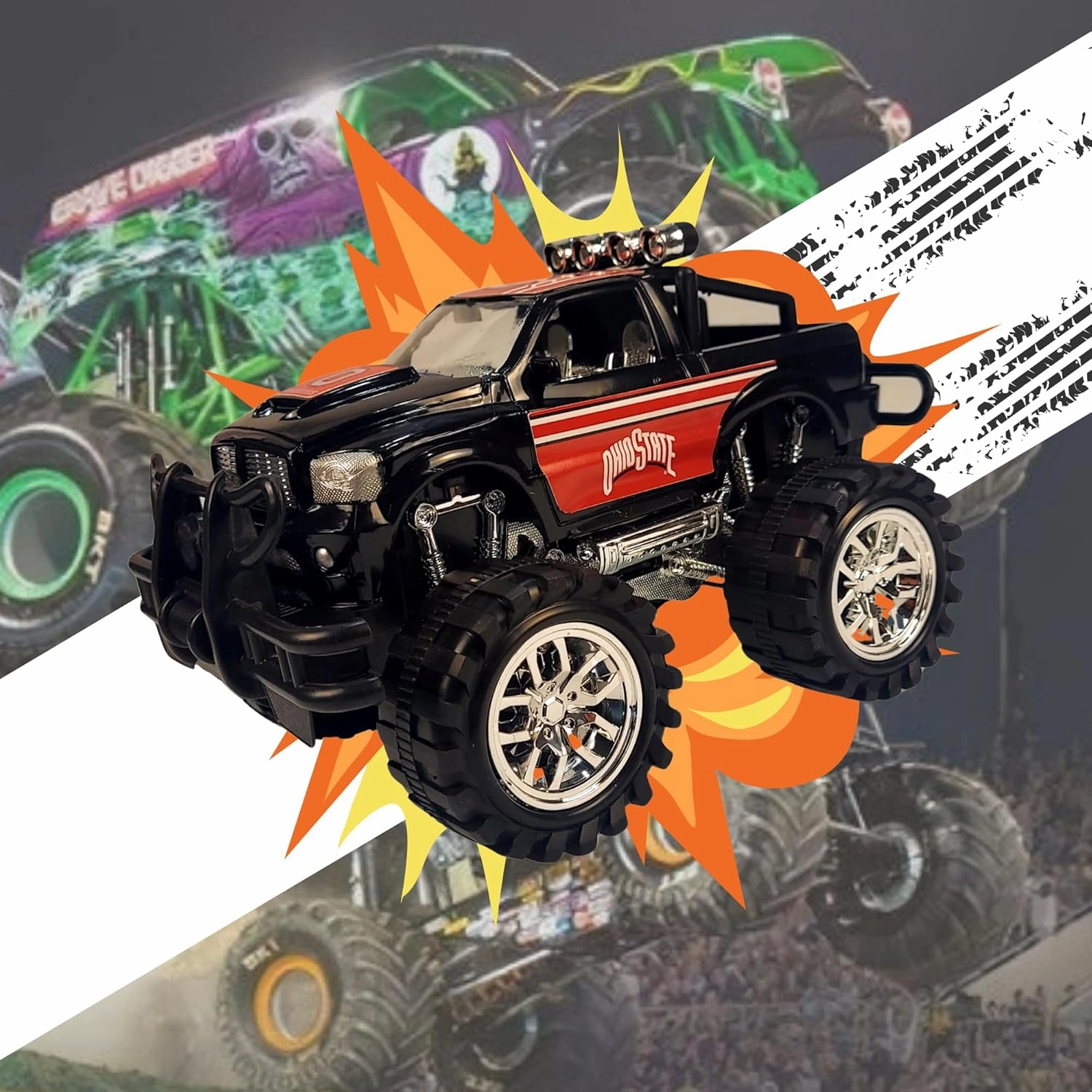 Game Day Outfitters Ohio State University Buckeyes Monster Truck Push and Go, Friction Powered | Officially Licensed NCAA Logo Toy Truck 1:18 Scale Truck | for Fans, Boys, Kids
