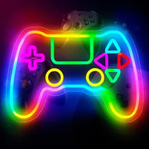 Gamer Neon Sign, LED Game Controller Gamepad Gaming Neon Light Sign for Gamer Room Wall Decor, Scrolling Color Changing Flashing Modes, Video Game Gifts for Teens, Boys, Kids, RGB