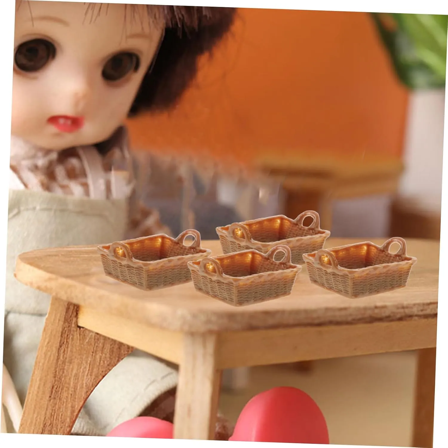 Garneck 3sets 4pcs Miniature Doll House Baskets Scale Resin Fruit Vegetable Storage Accessories Cute Home Decor for DIY House Furniture 4pcs*3