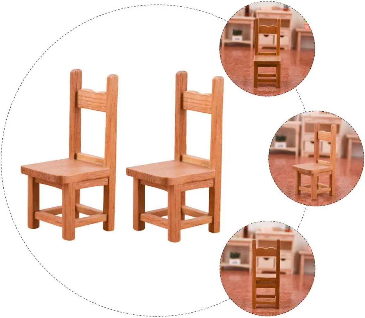 Garneck 3sets Miniature House Furniture Wood Chair Model for Dollhouse Decor Decorative Mini Dollhouse Accessories 2pcs*3