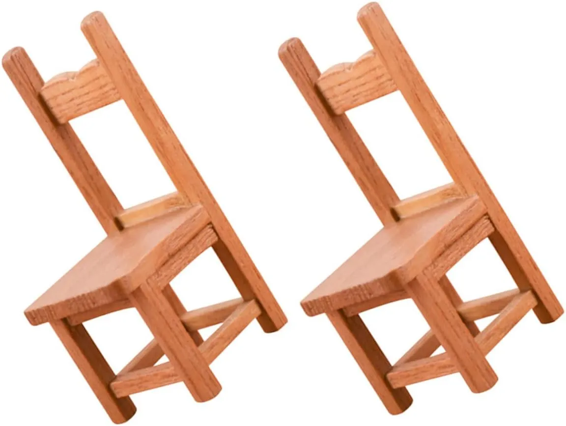 Garneck 3sets Miniature House Furniture Wood Chair Model for Dollhouse Decor Decorative Mini Dollhouse Accessories 2pcs*3