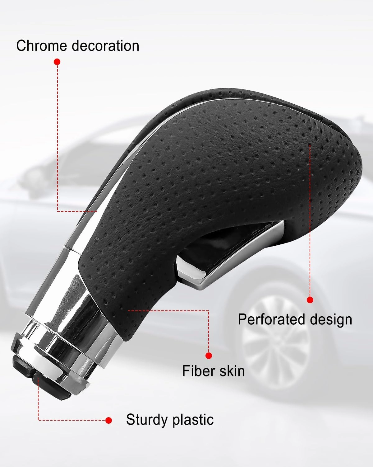 Gear Shifter Knob for Buick Verano 2012-2017 Gear Shift Knob Leather Car Stick Lever Handle Shifter Head Transmission Gear Shift Lever Knob, Perforated Leather Black