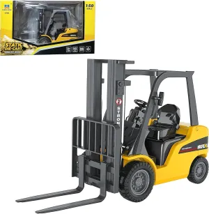 Gemini&Genius Forklift Toy for Kids, Fork Elevator Vehicle Toys, 1/50 Scale Diecast Stacking Machine Truck，Alloy Warehouse Fork Lift Truck Vehicle Model Toy for Kids (Yellow)