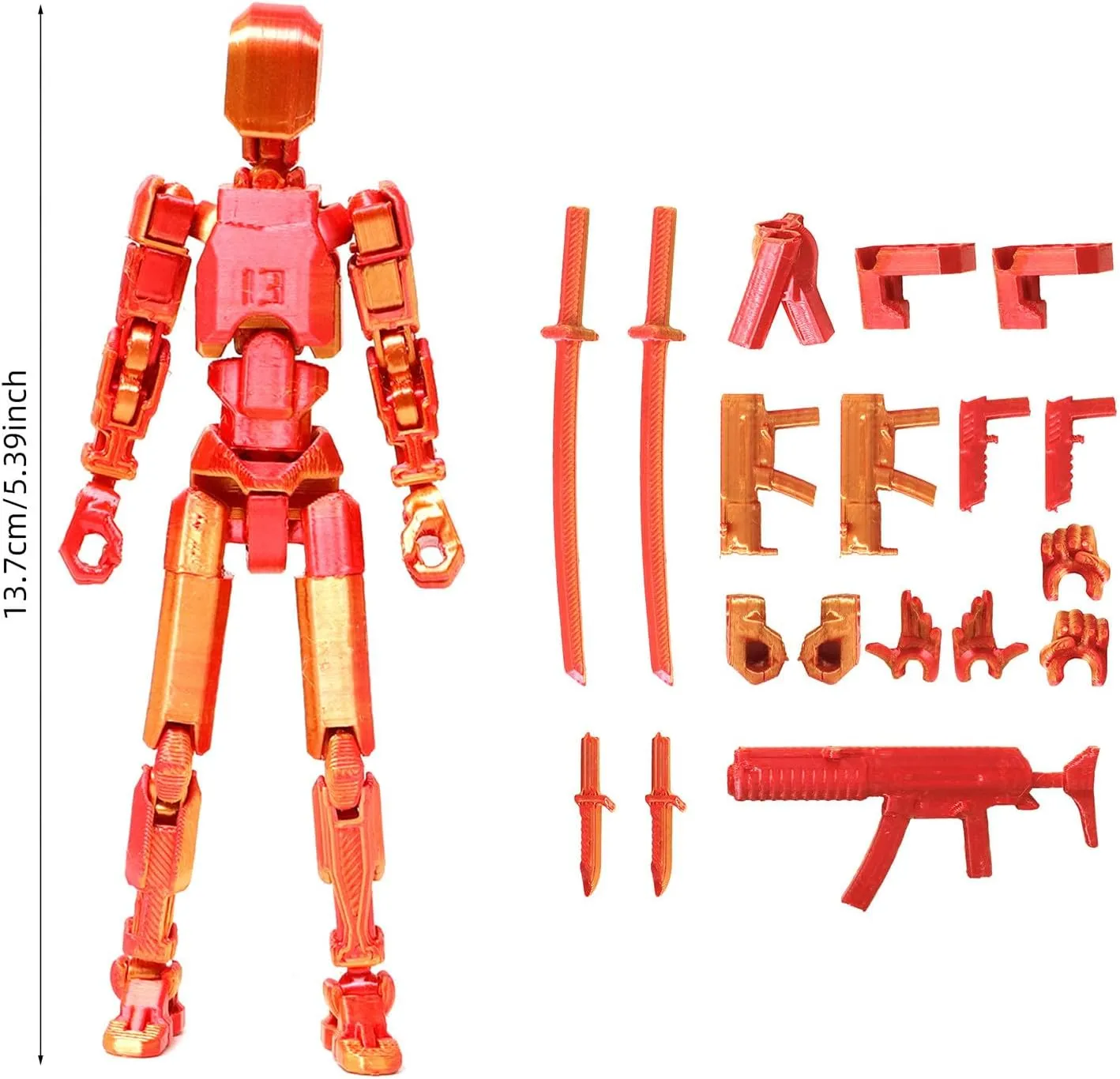 Generic Fifth Generation T13 Action Figure 4 Pack, 3D Printed Human Body Model, Lucky 13 Action Figure,Multi-Joint Movable Robot, PVC Model Full Body Mobile Robot Desktop Decoration