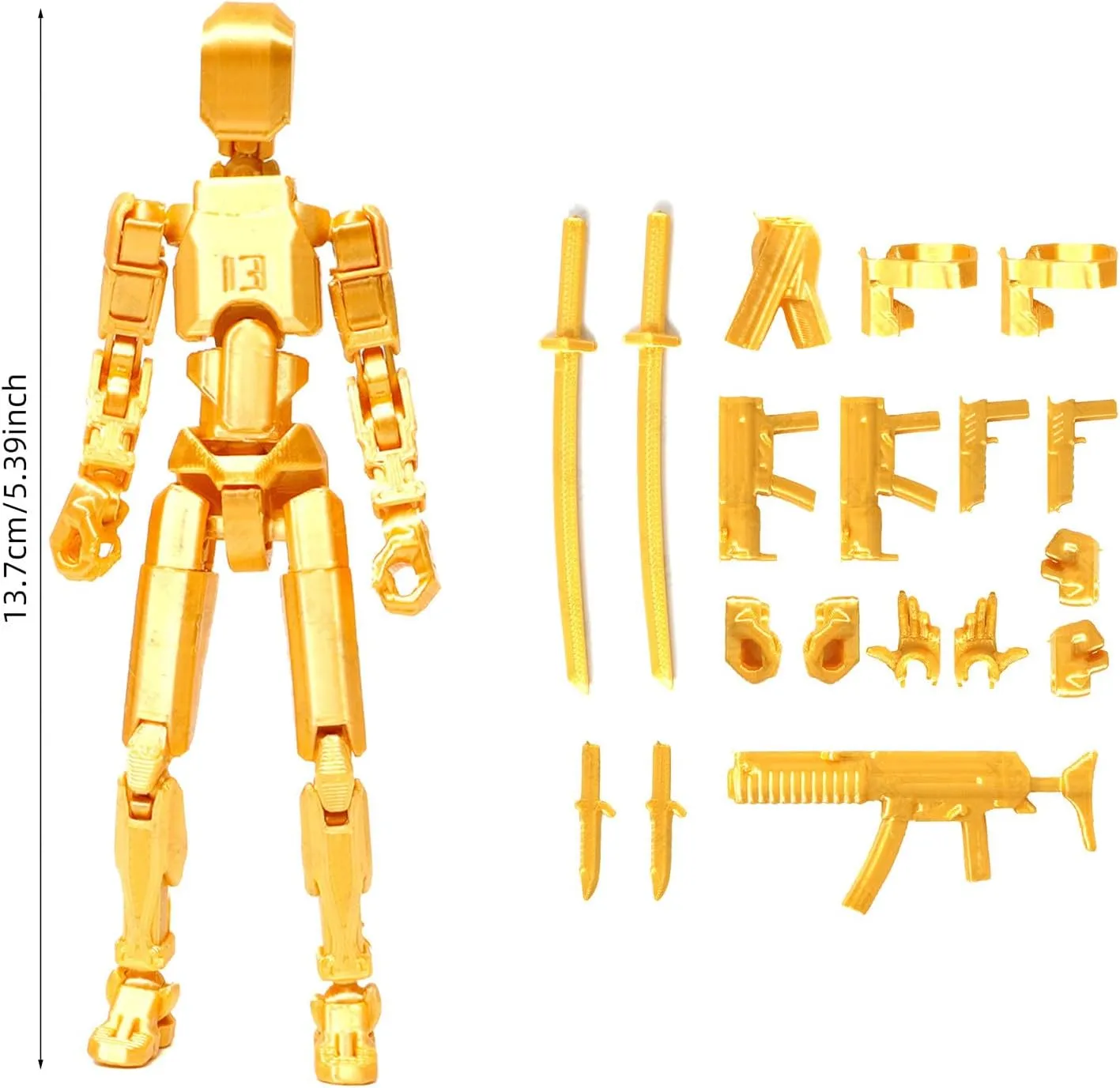 Generic Fifth Generation T13 Action Figure 4 Pack, 3D Printed Human Body Model, Lucky 13 Action Figure,Multi-Joint Movable Robot, PVC Model Full Body Mobile Robot Desktop Decoration