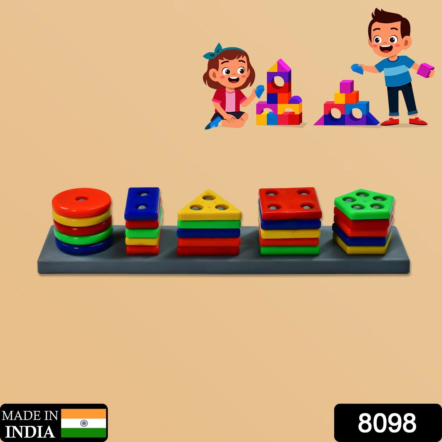 Geometric Brick - 5 Angle Matching Column Blocks for Kids - Preschool Educational Learning Toys.