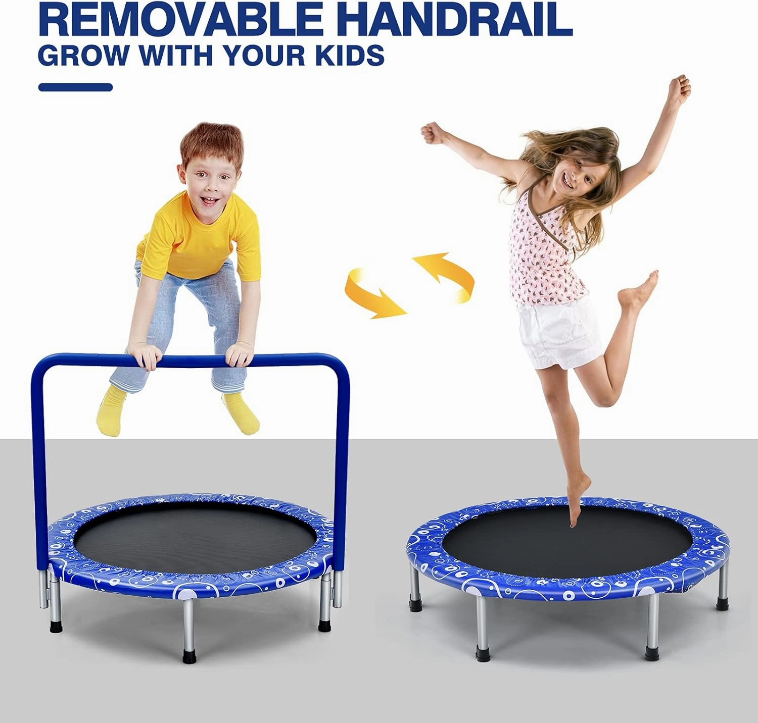 Giantex 36-Inch Mini Trampoline for Kids, ASTM Approved Foldable Rebounder Trampoline with Foamed Handle, Max Loaded 330 lbs, Indoor Safety Padded Fitness Trampoline