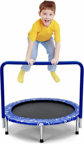 Giantex 36-Inch Mini Trampoline for Kids, ASTM Approved Foldable Rebounder Trampoline with Foamed Handle, Max Loaded 330 lbs, Indoor Safety Padded Fitness Trampoline