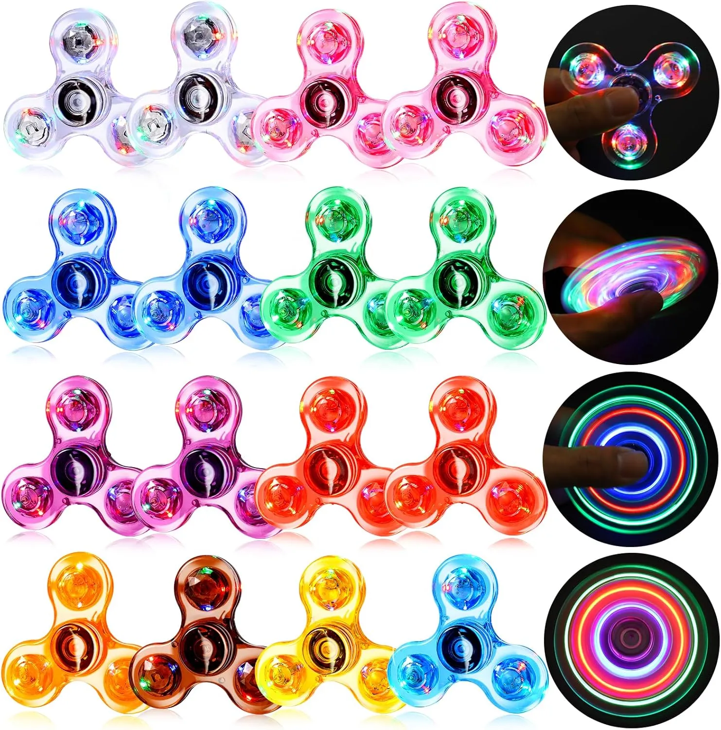Gigilli Fidget Spinners 16 Pcs, Kids Party Favors, LED Light Up Bulk Fidget Spinners Kids 4-12 Goodie Bag Stuffers Glow in The Dark Party Supplies Birthday 3  Gifts