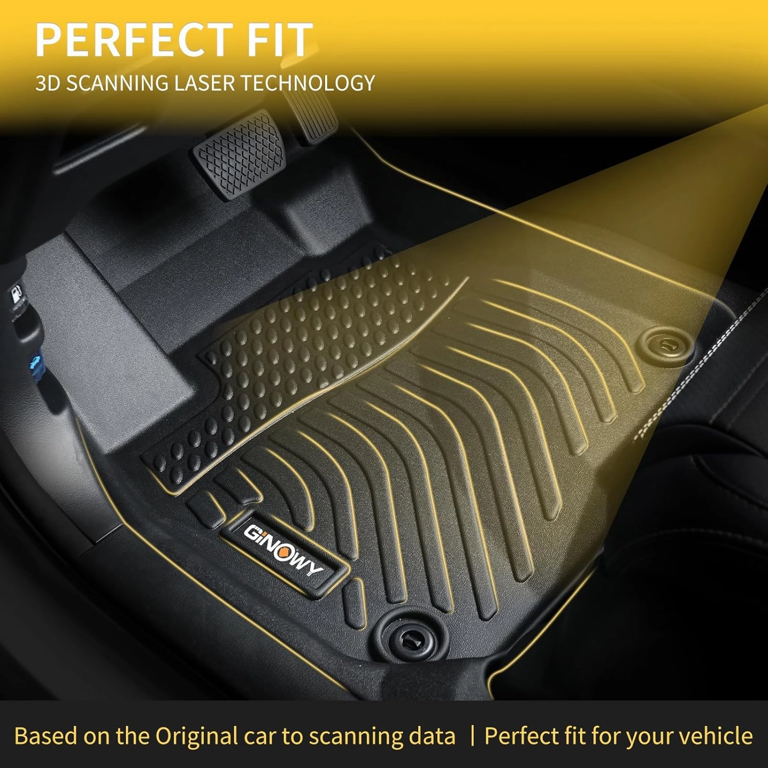 GINOWY- Floor Mats & Cargo Liner for Hyundai Tucson 2022-2024 2025 (Not for Hybrid) TPE All Weather 2023 Tucson Car Mats, Non-Slip Trunk Mat Waterproof Tucson Custom Fit Accessories Mats-Black