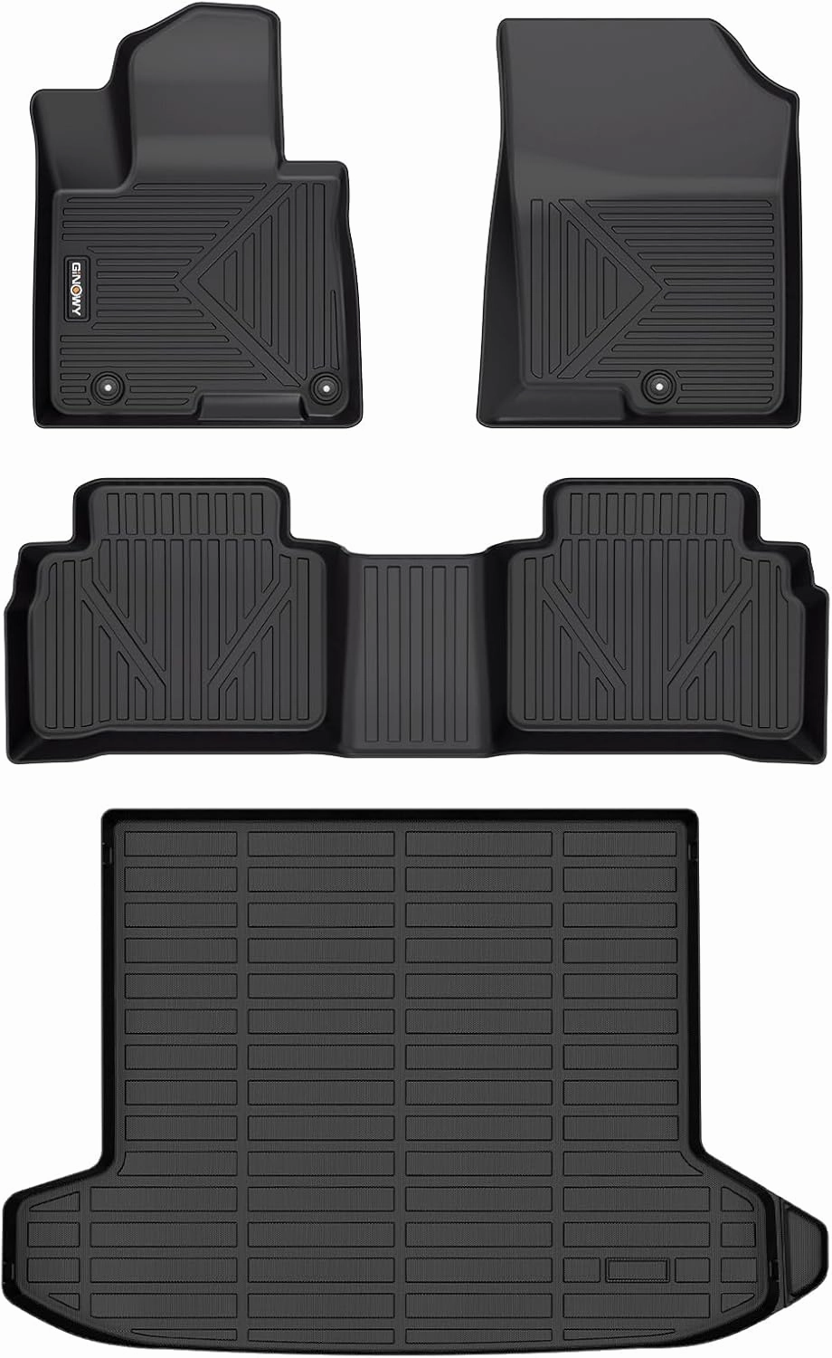 GINOWY- Floor Mats & Cargo Liner for Hyundai Tucson 2022-2024 2025 (Not for Hybrid) TPE All Weather 2023 Tucson Car Mats, Non-Slip Trunk Mat Waterproof Tucson Custom Fit Accessories Mats-Black
