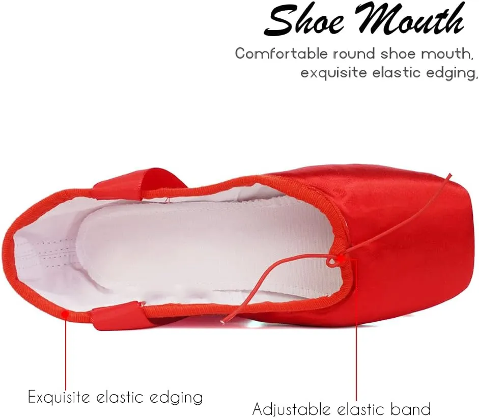 Girls Womens Ballet Pointe Shoes with Ribbons Professional Pointe Dance Shoes,Model-TJ-Pointe Ballet