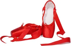 Girls Womens Ballet Pointe Shoes with Ribbons Professional Pointe Dance Shoes,Model-TJ-Pointe Ballet
