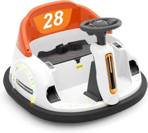 Glaf 12V Baby Bumper Car Electric Ride On Bumper Car for Kids with Remote Control, 360° Spin, LED Lights & MP3, Toddlers Bumping Toy Car Gifts for Girls/Boys 1.5  Years(Orange)
