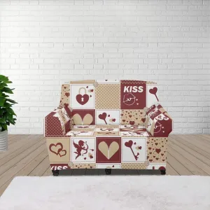 GLENLCWE Stretch Sofa Cover Valentines Day Puzzle Couch Cover 1 Seater Cushion Couch Non-Slip Slipcovers for Women Men