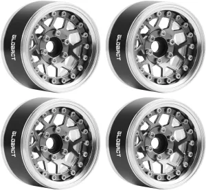GLOBACT Aluminum 1.9 Beadlock Wheel Rims Adjustable Offsets for TRX4 TRX6 Axial SCX10 Redcat GEN7 GEN8 RC4WD D90 1/10 RC Crawler Upgrade Parts (Titanium)