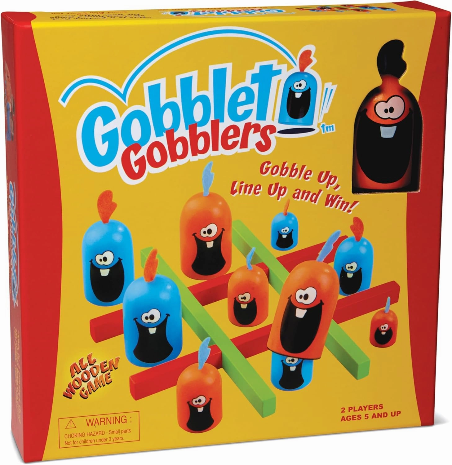 Gobblet Gobblers Fun Strategy Board Game - Award Winning Kids and Family Friendly Educational Board Game by Blue Orange Games- THE ORIGINAL GAME, All Wooden - 2 Players for Ages 5 